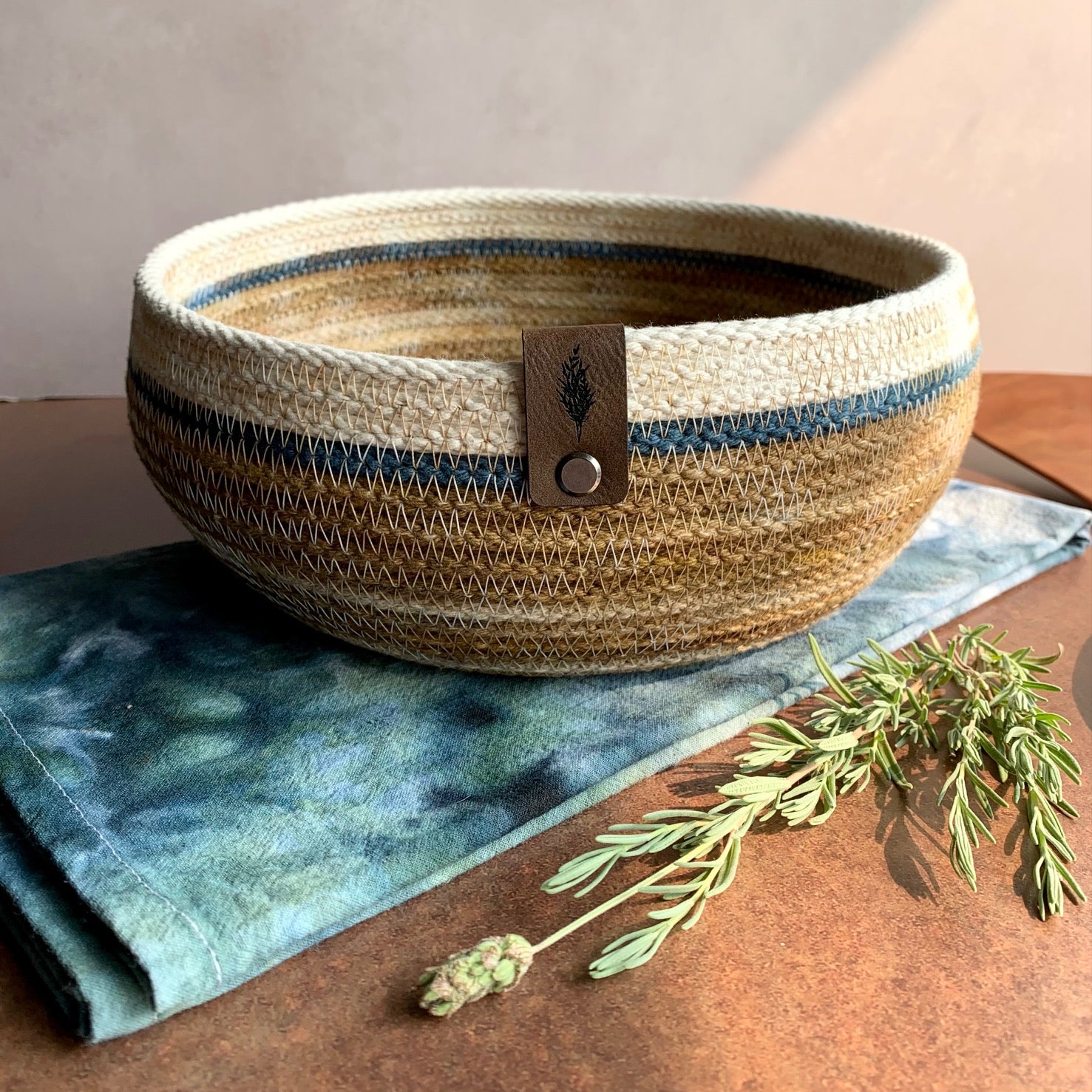 Cotton rope basket in brown tones by Astilbe Lane